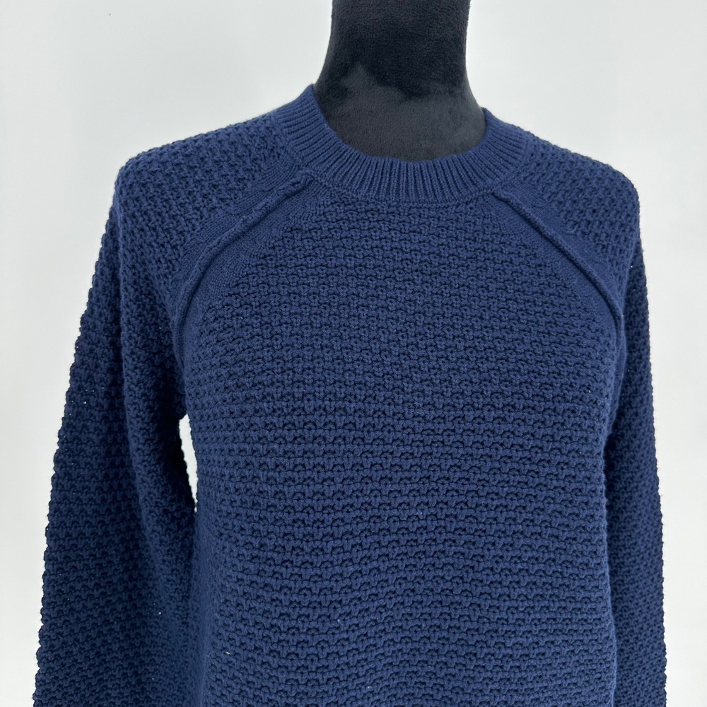 NEW Gap Navy Blue Textured Reverse Stockinette Knit Sweater Long Sleeve Small - Picture 2 of 10